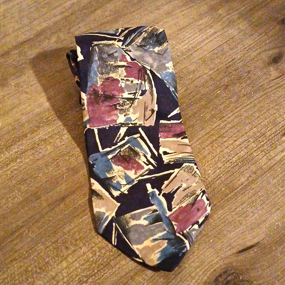 Vintage Watercolor Tie Oakton LTD 100% silk
